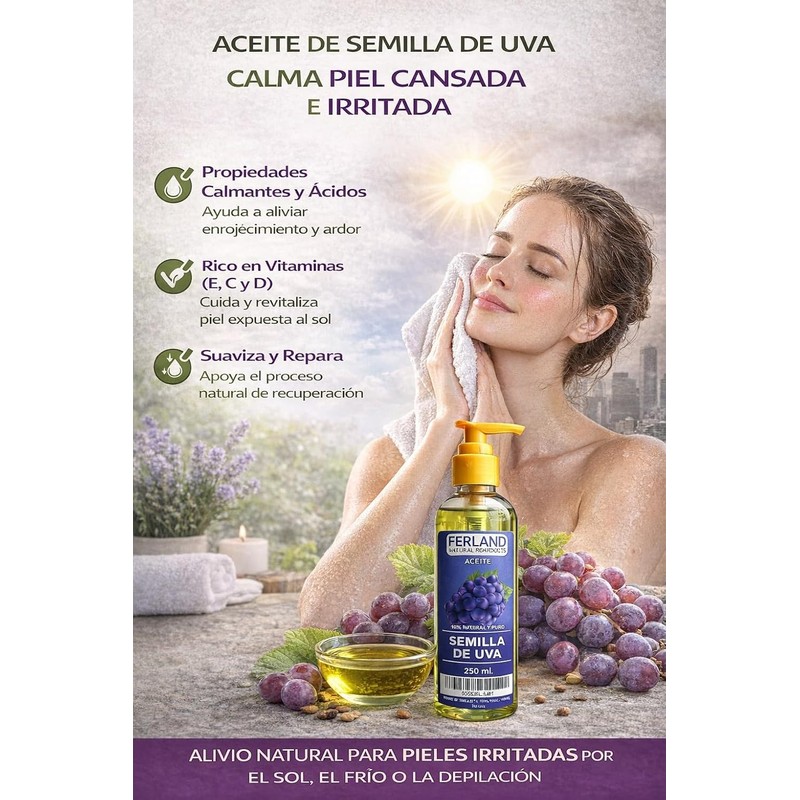ACEITE DE SEMILLA DE UVA 100% PURO. 250 ml
