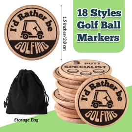Namalu 18 Pieces Funny Golf Ball Markers Novelty Wooden Golf Ball Markers Golf Ball Markers for Putting Green Golf Tags Golf Gift for Bad Putter Golf Accessories for Men on Father's Day Christmas
