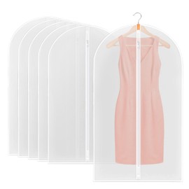 xiaoxiaozhijia Pack of 6 Garment Bags, Moth-Proof, 100 x 60 cm, Transparent Garment Bags, Clothes Cover with Zip for Coats, Jackets, Dresses and Suits