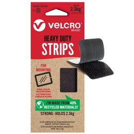 VELCRO® Brand ECO Heavy Duty Strips 44mm x 76mm - Black (Pack of 2)