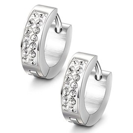 Stainless Steel Womens Mens Hoop Earrings Huggie Earrings CZ Piercings Hypoallergenic 18G (1pair Silver)