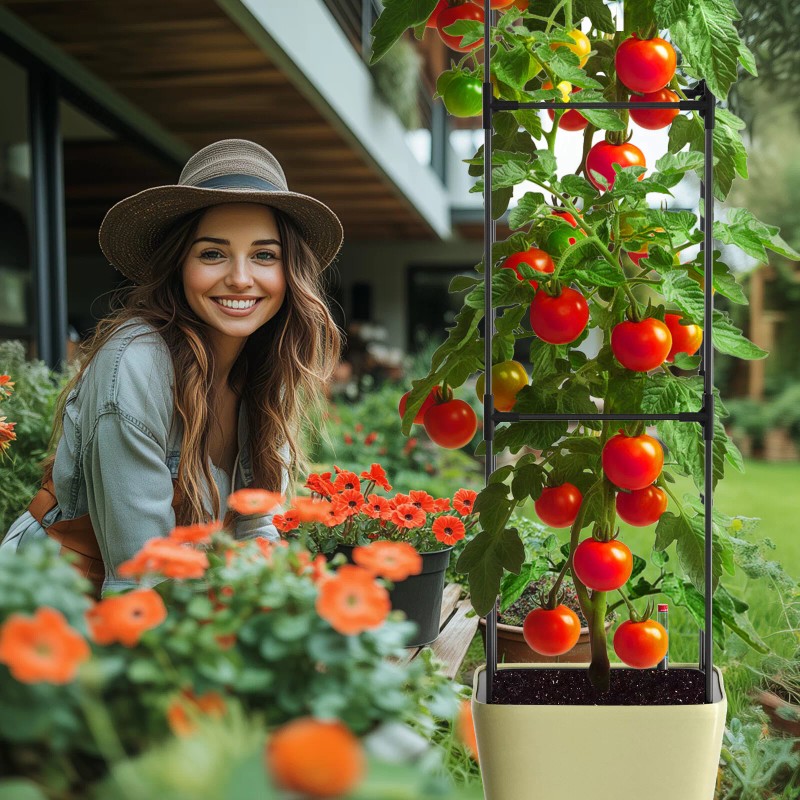 Docred Tomato Planter Boxes with Trellis Wheel 63" Self-Watering Tomato