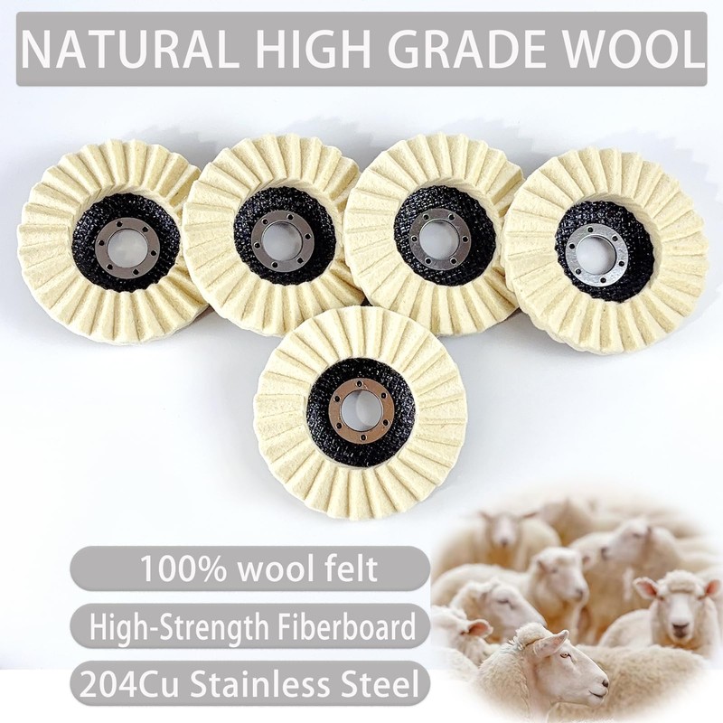 VZLQZJMKY 5 Pcs Wool Felt Flap Polishing Disc and Compound