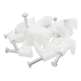 Pack de 100 Grapas Blancas para Cable Plano de 5mm Marca Lion Tools                                                                                   