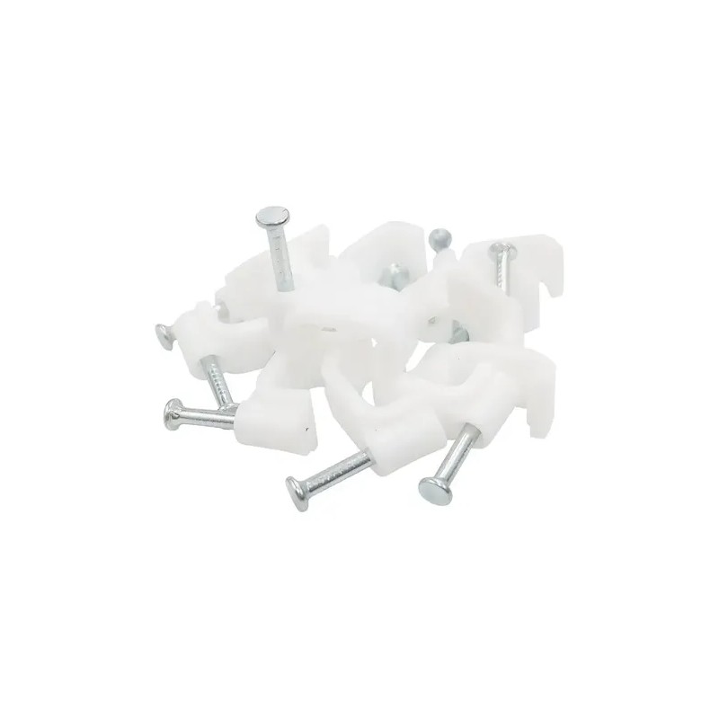 Pack de 100 Grapas Blancas para Cable Plano de 5mm