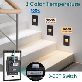 kadision Vertical LED Step Light 120V, 3000K/4000K/5000K Adjustable, 3.5W 175lm Indoor Outdoor Dimmable Stair Lights, Aluminum ORB Finish, 12 Pack