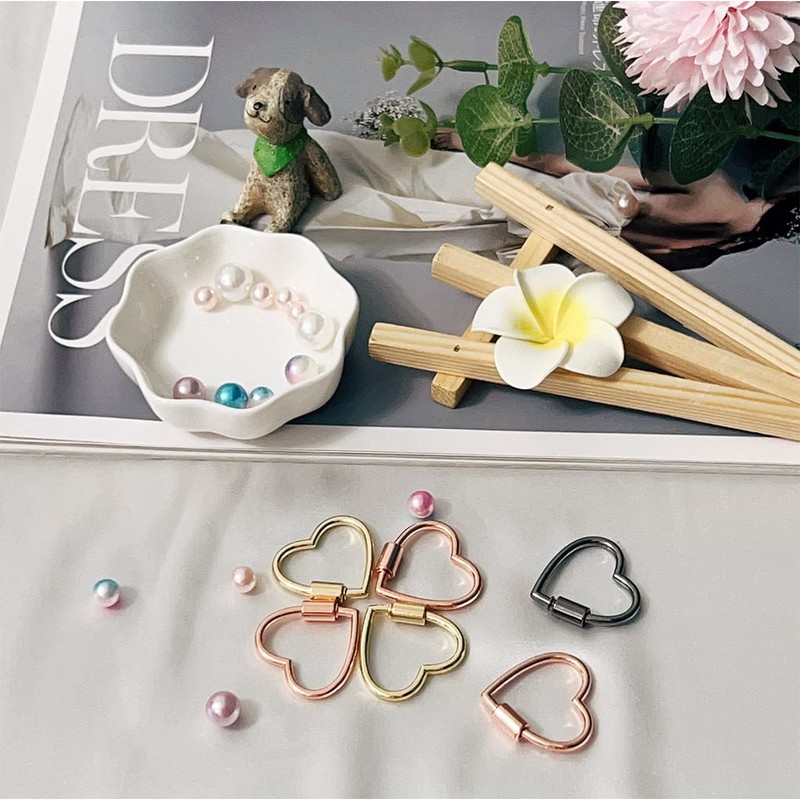 4 x 30mm Heart Shape Multi-Function Carabiner Clip Aluminum Ring