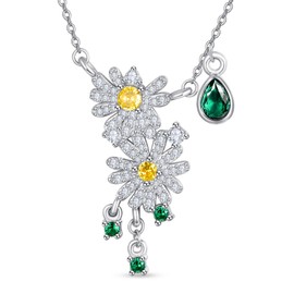 Daisy Flower Necklace Sterling Silver Daisy Gifts for Women Jewelry with Gift Box 18''+2" Adjustable Chain - Gift for Birthday Mothersday Christmas Anniversary