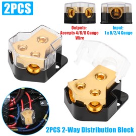EEEKit Car Audio Splitter Amp Power 0/2/4 Gauge In 4/6/8 Gauge Out Distribution Block
