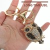 Owl Shape Rhinestone Sparkling Keychain, Black Alloy Bag Pendant, Handbag