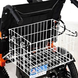 Elderly Folding Rear Basket for Electric Wheelchair with Hitch Receiver - Universal Shopping Accessories, 15.7" x 10" x 8.6"