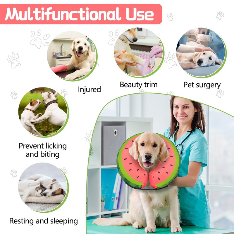 MIDOG Soft Inflatable Dog Cone, Donut E-Collar Alternative for After