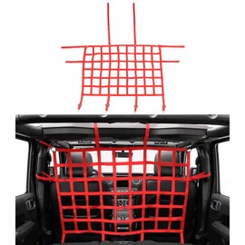 POETRYXIAO Rear Seat Isolation Pet Net, Back Seat Divider for Dog for 2007-2020 Jeep Wrangler JK JL Gladiator JT 2/4 Door(Red)