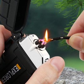 Lafagiet Waterproof Arc Lighter, Outdoor Dual Plasma Arc Lighter, USB Rechargeable Flameless Electric Lighters for Camping, Hiking, Survival Tactical (F13-Black)