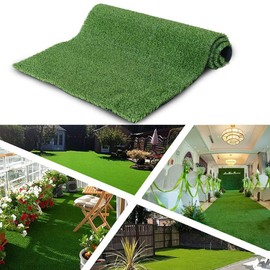 GLIWEN Artificial Grass Rug 0.4IN(10MM) 4FTx6FT Synthetic Grass Turf Rug Indoor Outdoor Garden Balcony Lawn Landscape Faux Grass Rug with Drainage Holes