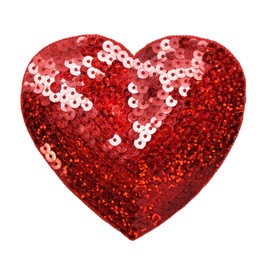 Valentine XL 4" Red Sequin Heart Iron on Embroidered Patch