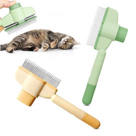 Kamm zur Tierhaarentfernung, 2 x Haustierkämme für Katzen, Katzenkamm mit langen und kurzen Metallzähnen aus Edelstahl, Haustierkammbürste zum Entfernen von verfilztem Fell(A)