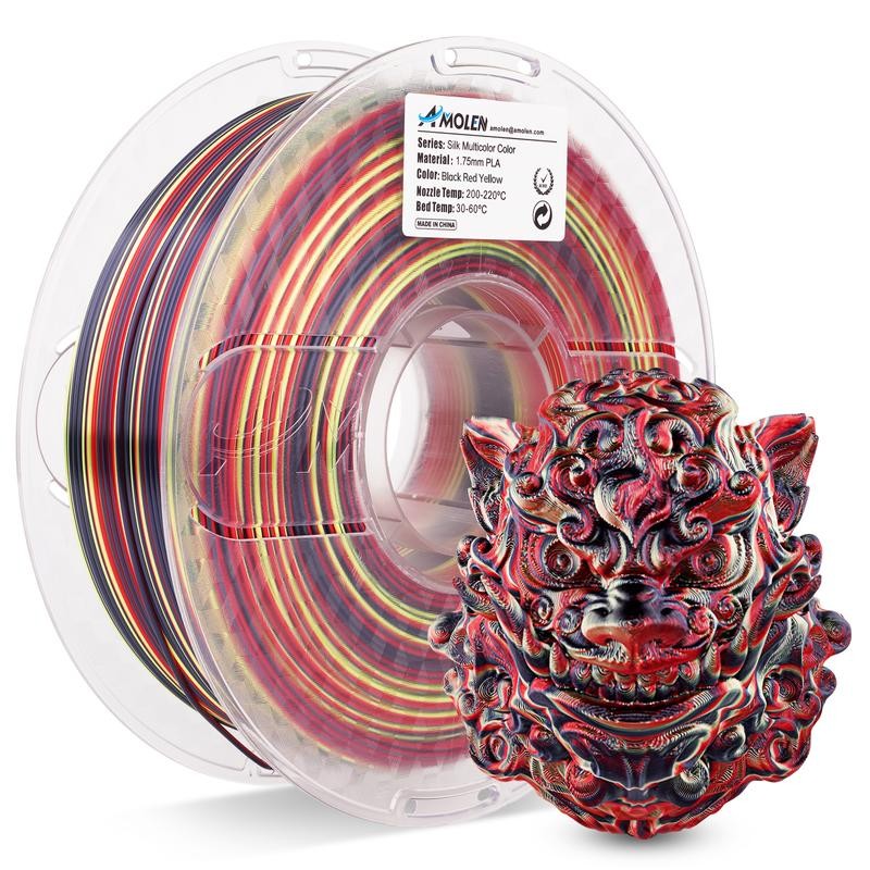 Silk S-Series PLA 3D Printer Filament, Shiny Multicolor Rainbow PLA