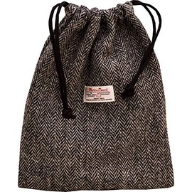 Vagabond Bags Harris Tweed Herringbone, Black & White Herringbone Tweed, Toiletry bag