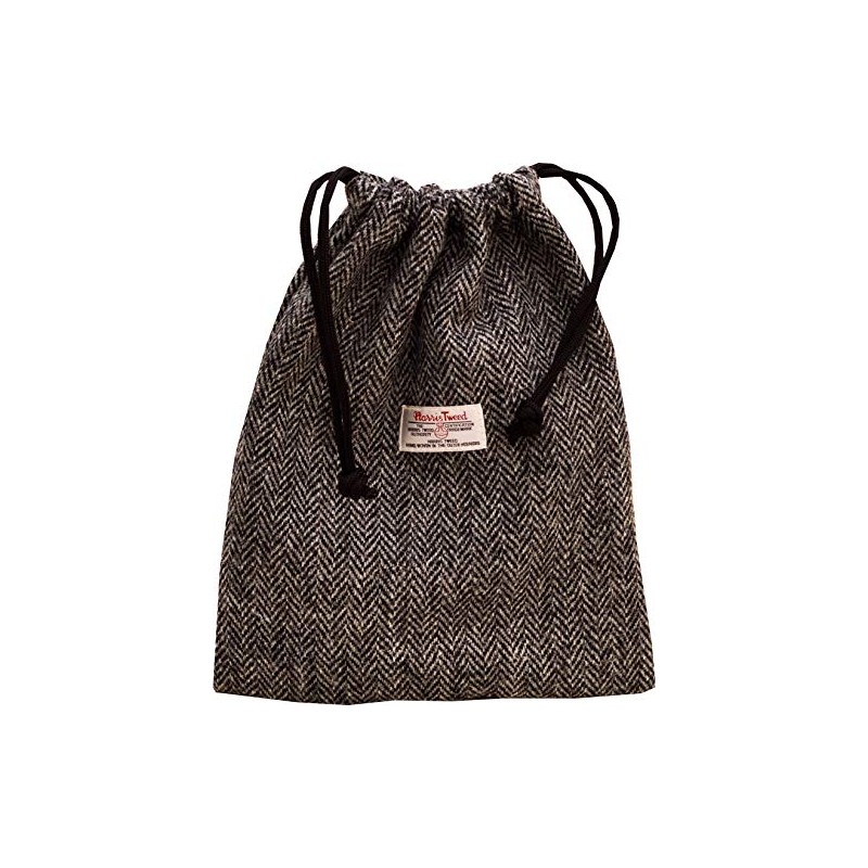 Vagabond Bags Harris Tweed Herringbone, Black & White Herringbone Tweed,