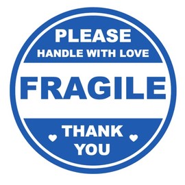 2 inch 300 PCS Blue Fragile Handle with Love Labels Stickers Shipping Mailing Cartons Envelops Adhesive Labels