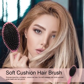 Ultimate Hair Extension Brush Boar Bristle Paddle Hairbrush Soft Cushion Hair Brush for Long Thick Curly Hair Reducing Hair Breakage and Frizz
