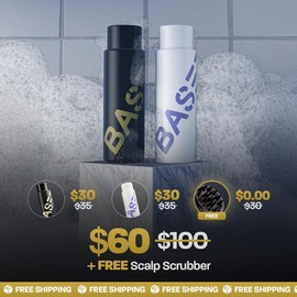 BASED Shower Duo | Shampoo + Conditioner | Deep Clean, Hydrates, Soothes Scalp, Boosts Volume | Fresh Peppermint | Premium Non-Toxic Formula | 12oz Each:_Bundle + Scalp Scrubber (FREE GIFT)