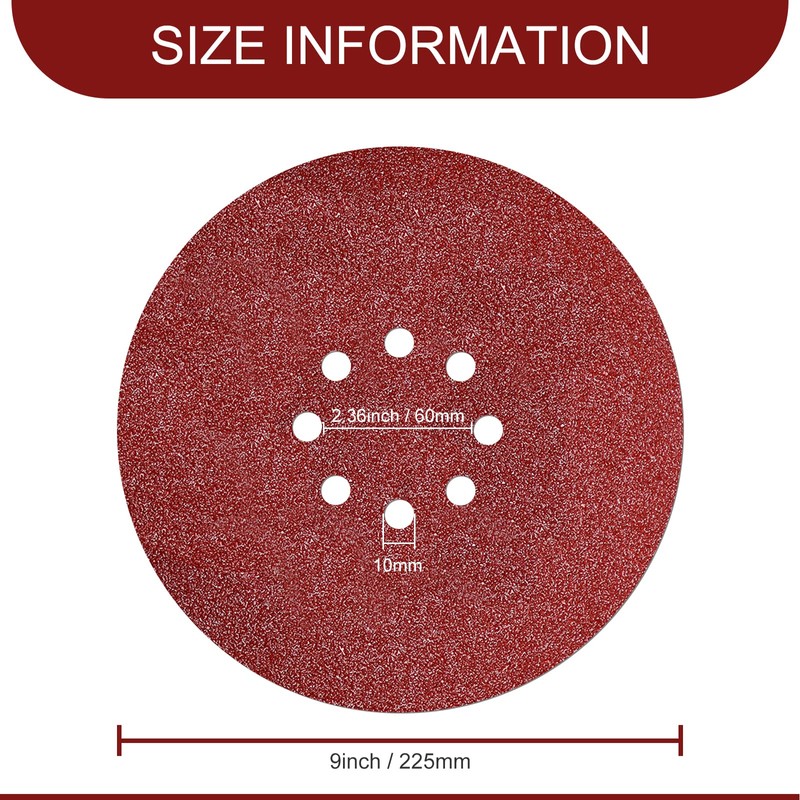 9 inch Sanding Discs 8 Holes 400 Grit Hook and