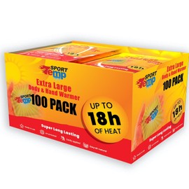 Large Hand & Body Warmers (100 Pack) Up to 18 Hours of Heat, Super Long Lasting - Easy, All Natural - Air Activated, for Body, Hands & Toes - Odorless Hot Hand Warmer - Sport Temp