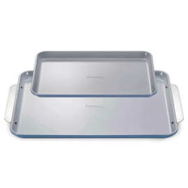 Caraway Non-Stick Ceramic Baking Sheet Duo - Naturally Slick Ceramic Coating - Non-Toxic, PTFE & PFOA Free - 18 x 13" Large & 15 x 10" Medium - Slate