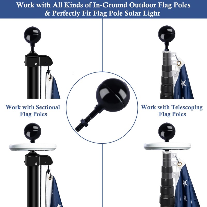 NQ Flag Pole Ball Topper Ornament - Flagpole Top Replacement,