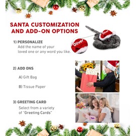 DolliBu Santa Grey Stingray Stuffed Animal Plush Toy - Super Soft Wild Animal Dress Up with Red Santa Claus Outfit, Cute Wildlife Gift, Holiday with Name Personalization - 18 Inches