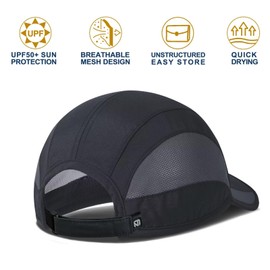 GADIEMKENSD UPF50+ Men's Outdoor Running Hat Lightweight Breathable Unstructured Soft Baseball Cap Trucker Dad Hats Mens Quick Dry Sport Caps Adjustable Plain Cap for Men Black 2 Pack