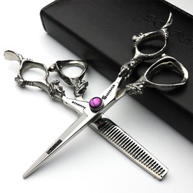 Japan 440C Styling Studio Scissors Hairdressing Professional Styling Tool Set Scissors (6 Inches, 2 Pieces)
