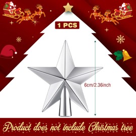 Mini Christmas Tree Topper Small Star Tree Topper Christmas Star Treetop for Small Christmas Ornaments Decorative Tree Star for Xmas Christmas Party(2.36 Inch,Plated Silver)