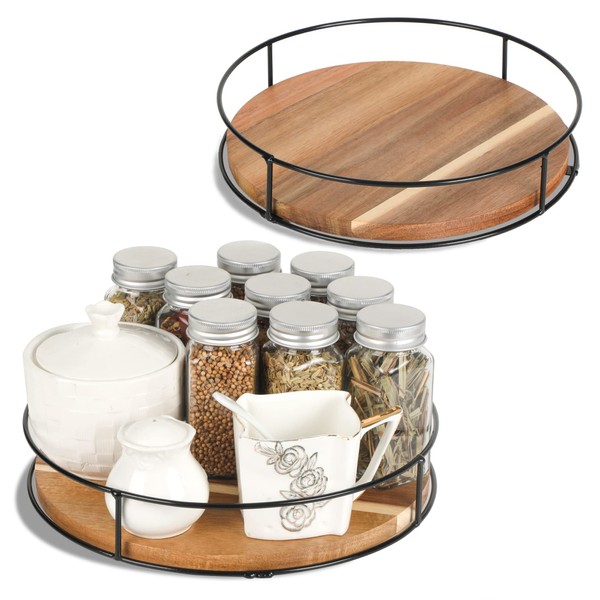 [ 2 Pack ] 11" & 12" Acacia Wood Lazy