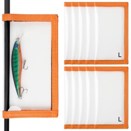 FUSIGO 10pcs Fishing Lure Wraps Clear PVC Lure Covers Durable Easily See Fishing Hook Covers Bait Storage Protector Keeps Fishing Safe, Orange Large