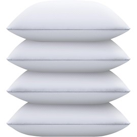 Bed Pillows for Sleeping King Size Set of 4, Down Alternative Filling, Fluff by Patting Pillows for Back, Stomach or Side Sleepers