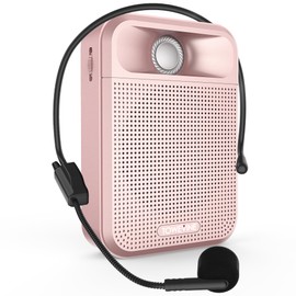 Voice Amplifier, Towevine Rechargeable Microphone for Teachers, Portable Speaker with Headset and Waistband for Classroom, Singing, Coach, Training, Presentation, Tour Guide (Pink)