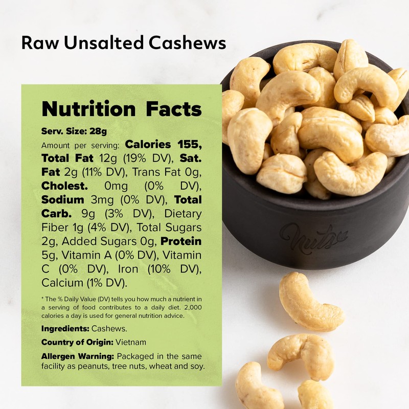 NUTS U.S. - Cashews | Raw and Unsalted | Whole