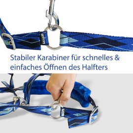 Halter for Horses Fur Headcollar Lined Blue in Sizes x Full Headcollar, Pony, Cob, Warmblood (Full), Blue)