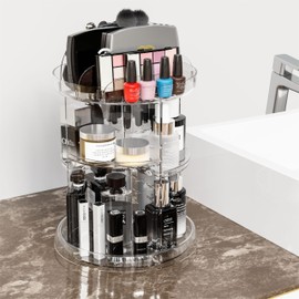 Yieach 360 Rotating Makeup Organizer for Vanity,Clear Spinning organizer and Make up organizers for Counter,Adjustable Lazy Susan Bathroom Organizer for Beauty Product and Skin Care Storage Carousel