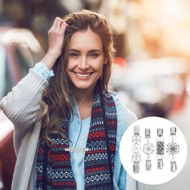 Valiclud Women's Vintage Sweater Clips, Sweater Chain, Silver Colour Pullover Clips, Straps Cardigan Clip for Dress, Clothing, Brooch Clips for Women and Girls, 4 Styles, Metal