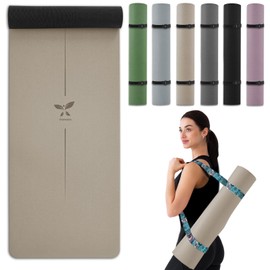 Orphesion Professional Yoga Mat with Carry Strap,Non-Slip Eco-Friendly Natural Rubber Mat Superior Grip Durable 72"x26"Large Mat 5mm Thick Ideal Exercise Mat for Home Workout,Gym and Outdoor (Light Taupe)