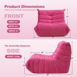 Cansunna Bean Bag Chair Big Sofa Beanbag Chair for Adults Fireside Chair Bean Bag Lounger with Memory Foam Filled for Home,Apartment or Gaming Venue(DarkPink Teddy)