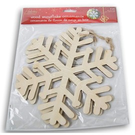 Wood Christmas Craft Ornament - Snowflake - 2 Count - 8 Inch Diameter