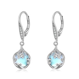 Moonstone Earrings for Women 925 Sterling Silver Dangle Drop Earrings Leverback Earrings Moonstone Dangling Jewelry Gifts