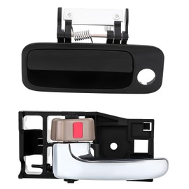 LUJUNTEC Exterior Interior Door Handles,Front Inside Outside Door Handles,Front Driver Left Side,Replacement for 2000-2004 for Toyota for Avalon,2pcs Balck/Chrome Handles Replace