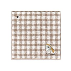 mofusand 43-0120080 Gingham Stitch Towel Handkerchief, Beige, Cat Checker, Cute, Approx. 9.8 x 9.8 inches (25 x 25 cm)