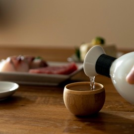 RIVERET MARI Drinking Cup 60ml Pair Set, Bamboo, Dishwasher Safe, White/Brown RV-126WB